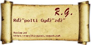 Rápolti Győző névjegykártya